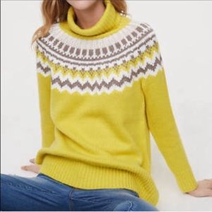 Worn Twice Loft Fair Isle Turtleneck Sweater / size s / dusty lemon yellow